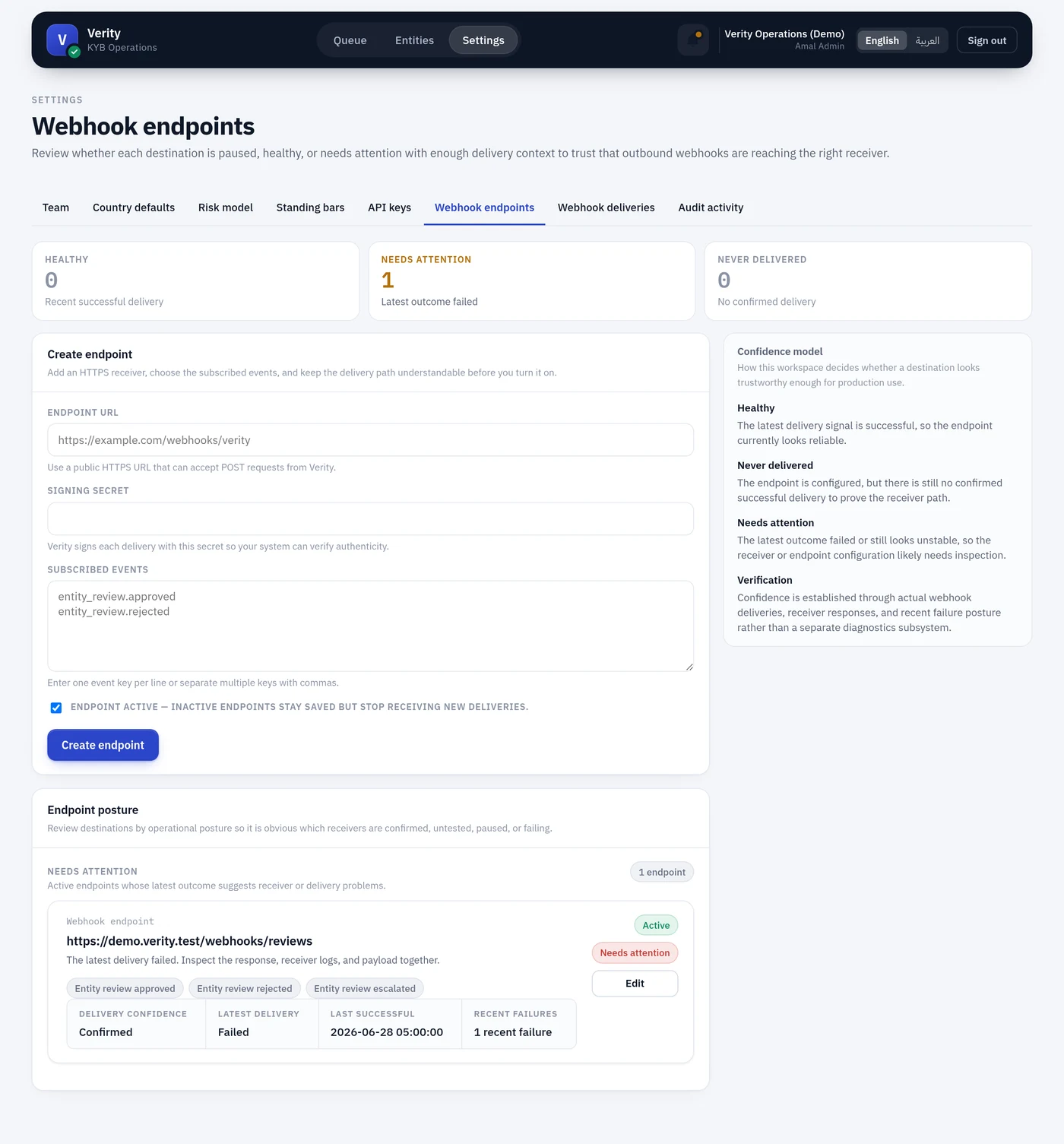 Webhook endpoints